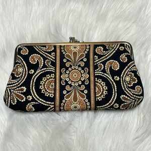 Vera Bradley Clutch Wallet with Kiss Lock in retired Caffe Latte pattern